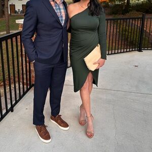 One shoulder long sleeve cocktail dress